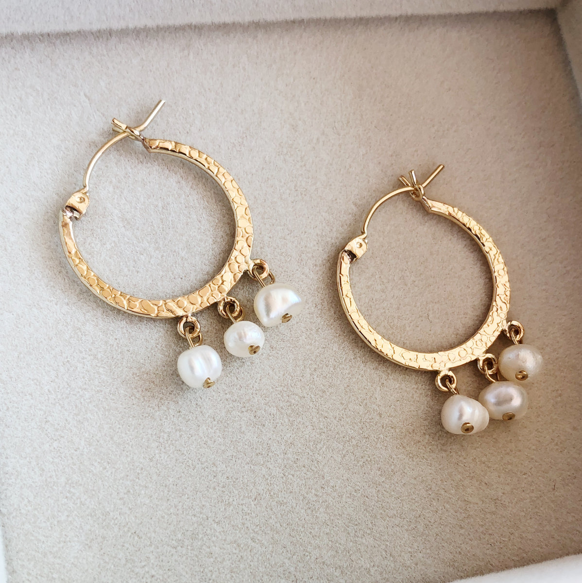 Stunning Gold Hoops with Pearls