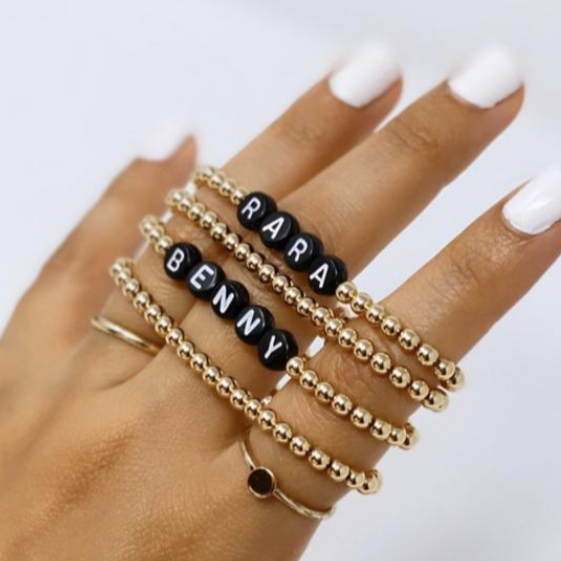 Personalized Name Bracelets- White Beads – Joyful Bead Company